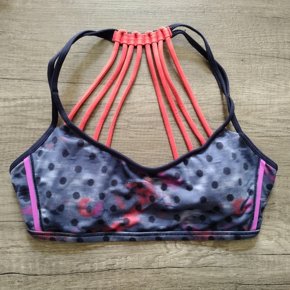 Lululemon Lighten Up Bra Windy Blooms Regal Plum Multi/Naval Blue/Alarming Sz 6